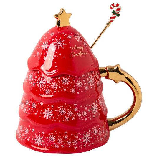 14OZ RED XMAS TREE COVERED MUG