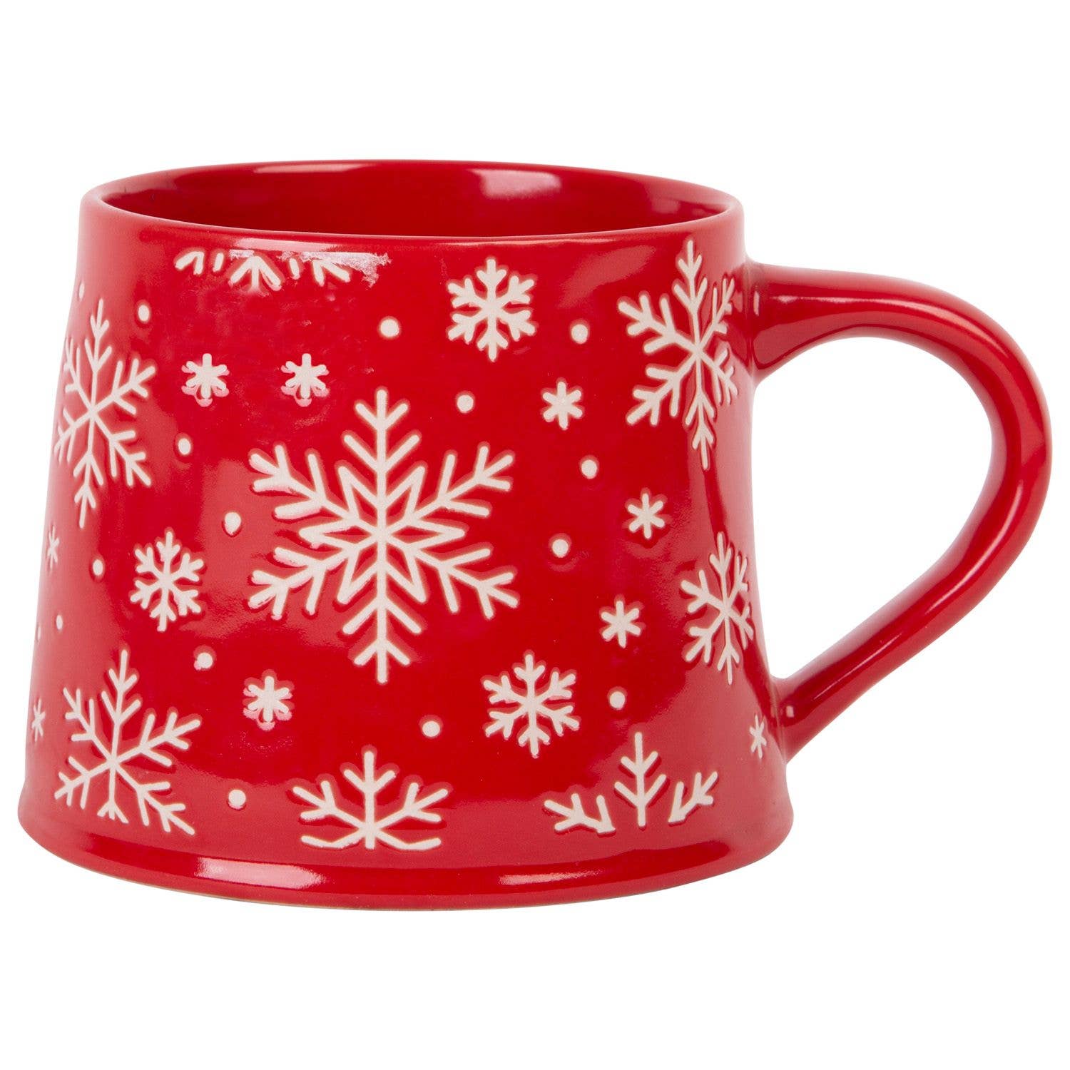 17OZ RED/WHT SNOWFLAKES MUG