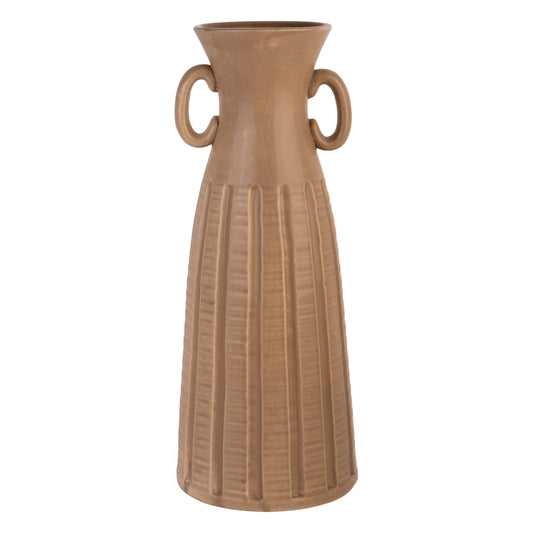 Vivid Earth 16.5" Beige Two Handle Vase