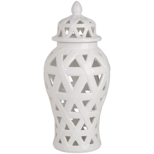 Pure Essence 18" White Geo Ginger Jar