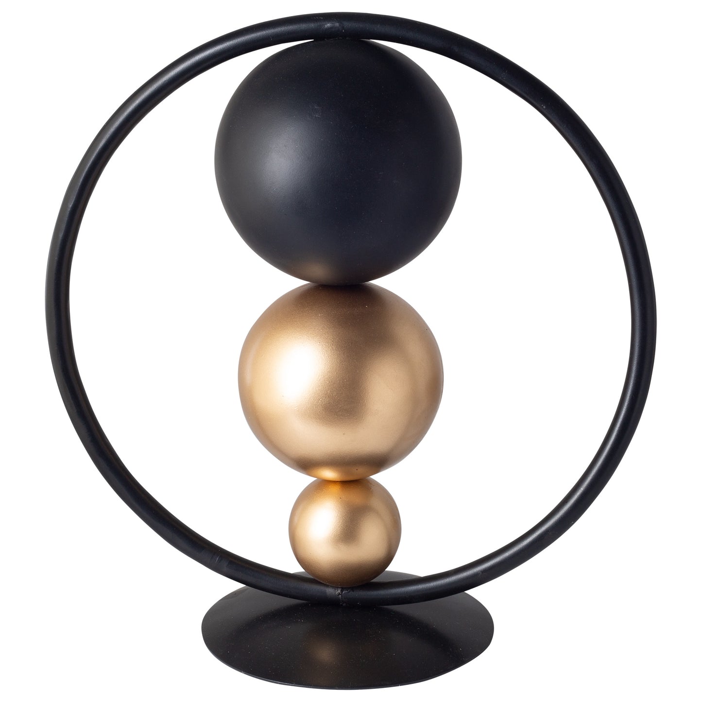 Noir Artifacts 12.5" Black/Gold Metal Orb Object