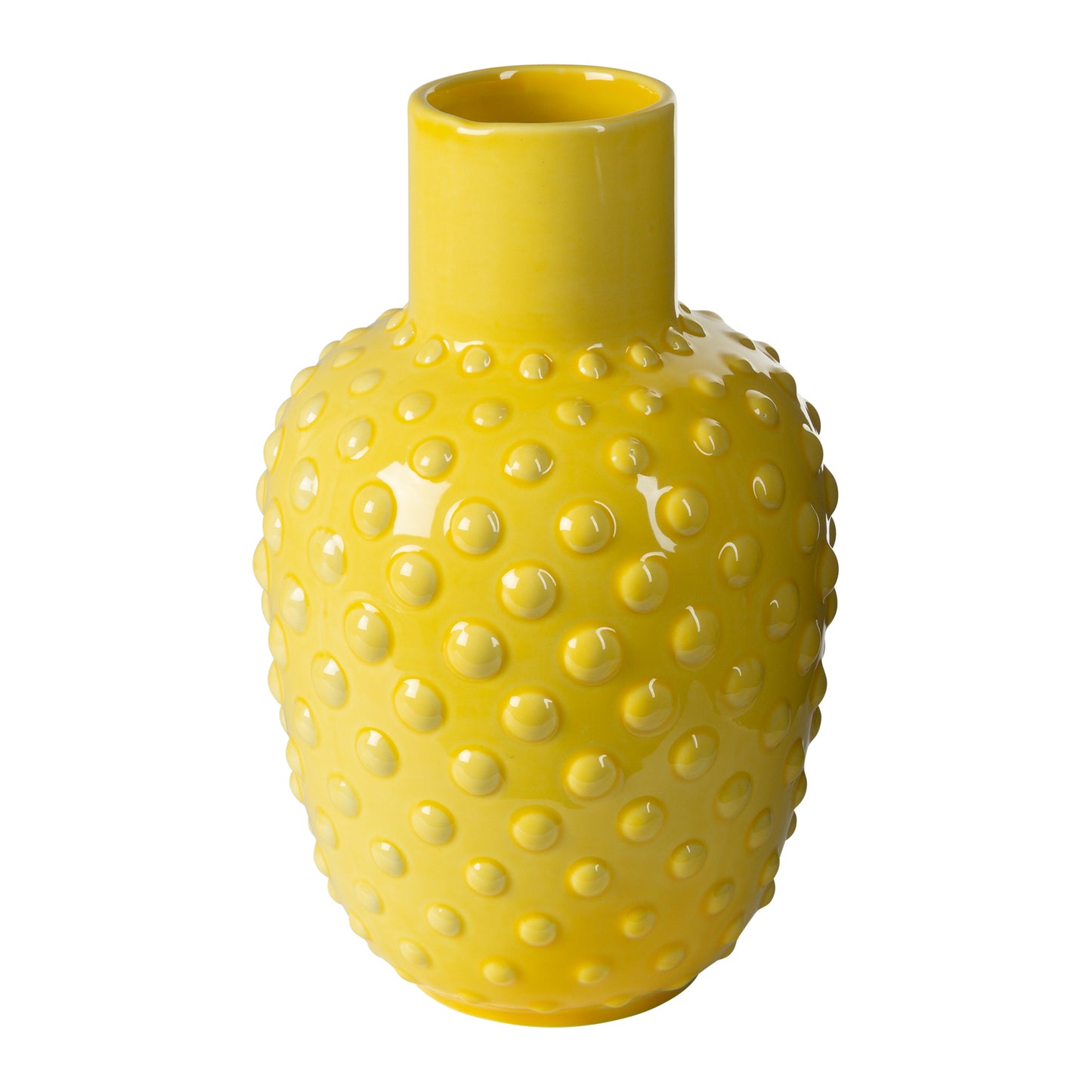 Vivid Earth 10.5" Yellow Hobnail Vase