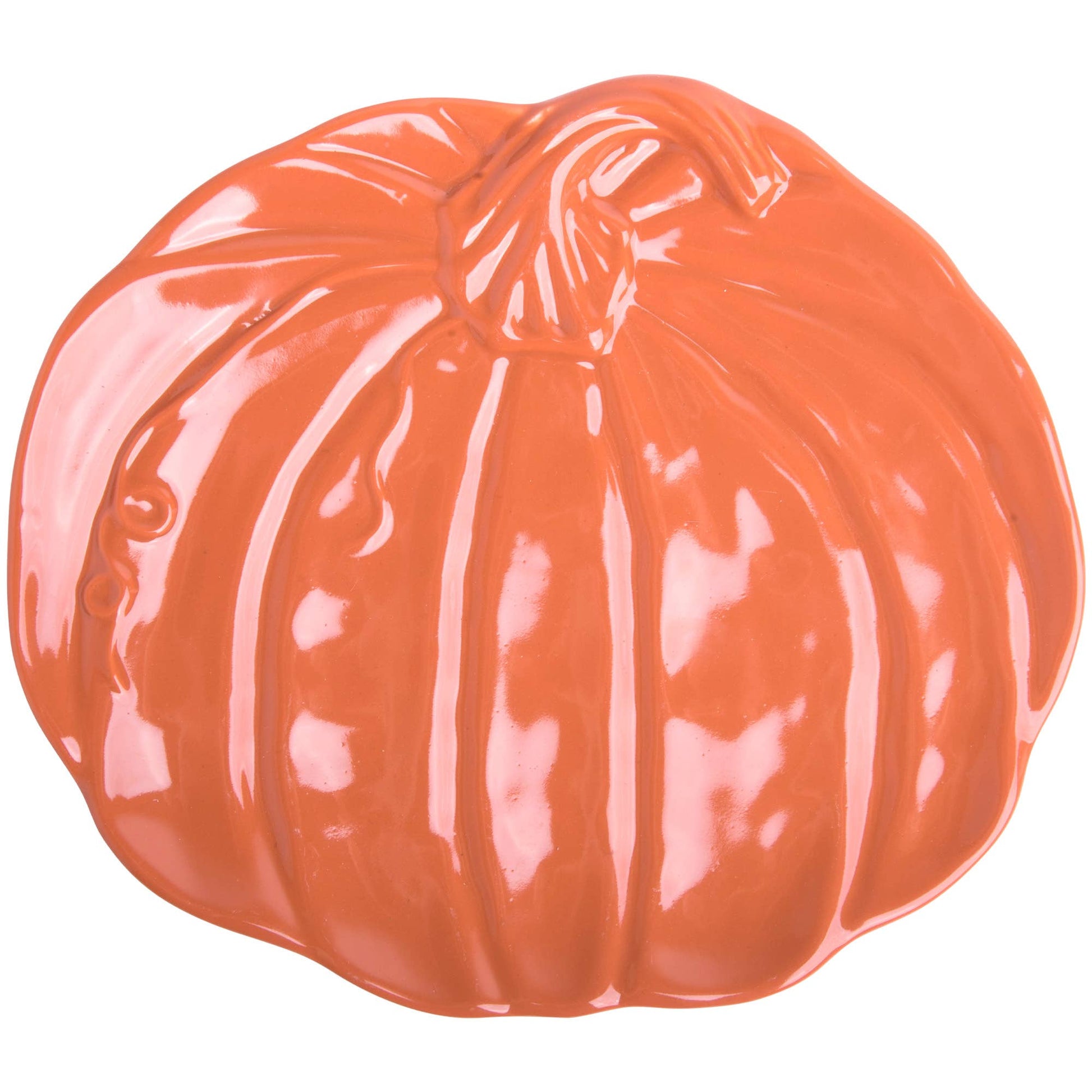 9"L ORANGE PUMPKIN SHAPE PLATE