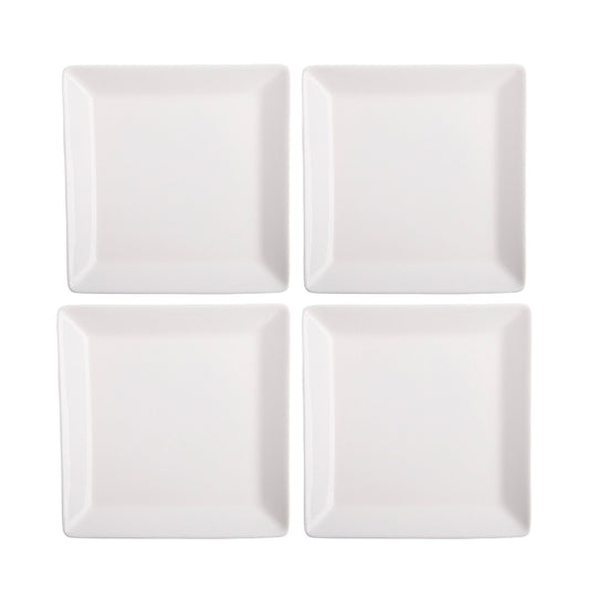 FF Set of 4 6" White Square Appetizer Plates