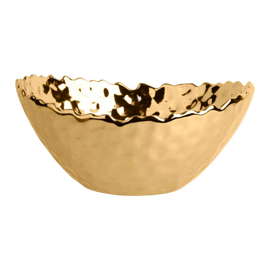 7" GOLD HAMERD OVAL SERVE BOWL