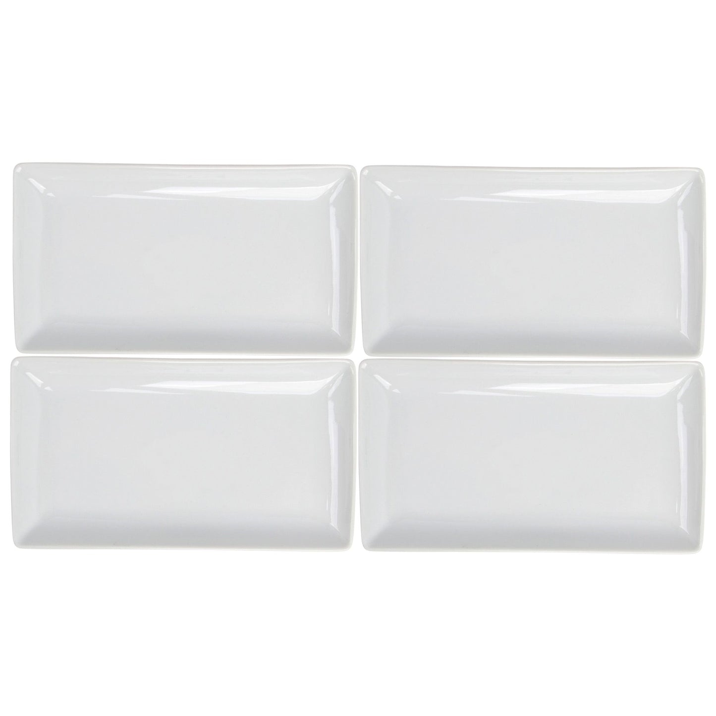 Set of 4 7" White Rectangular Plates