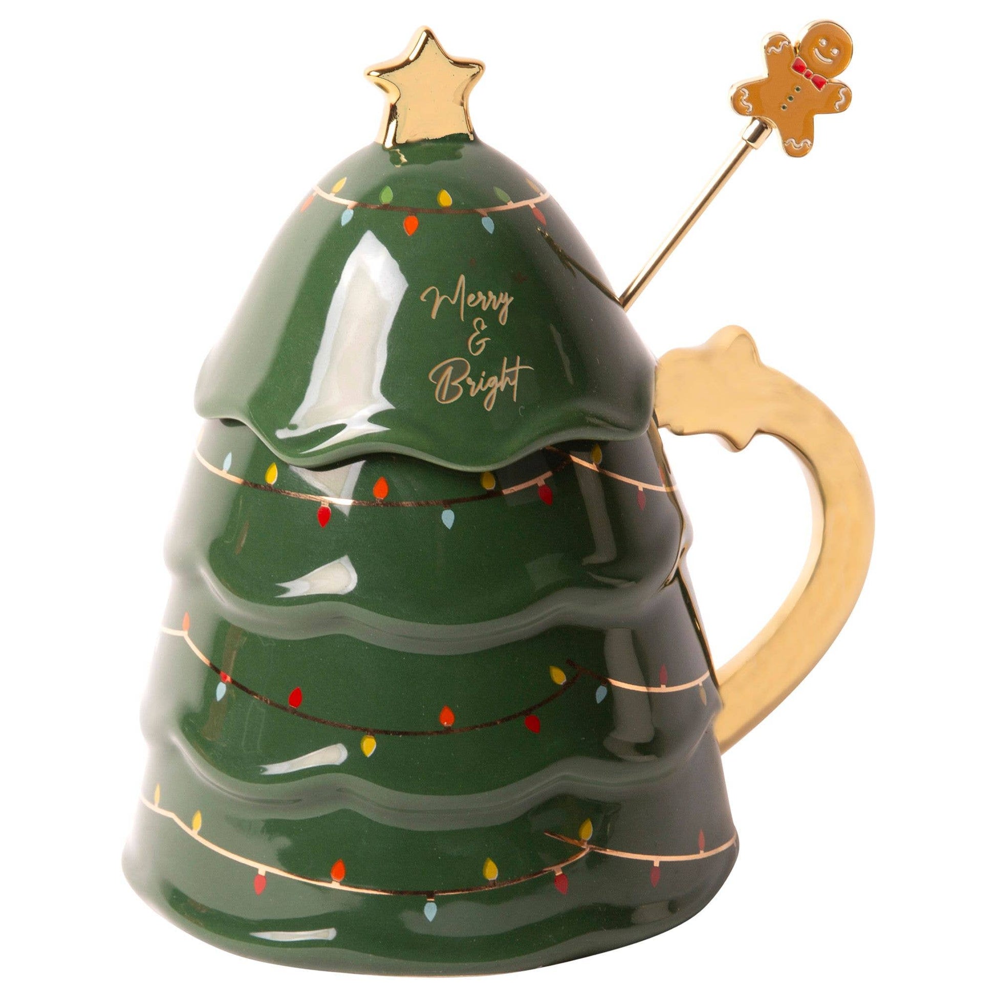 14OZ GRN XMAS TREE COVERED MUG