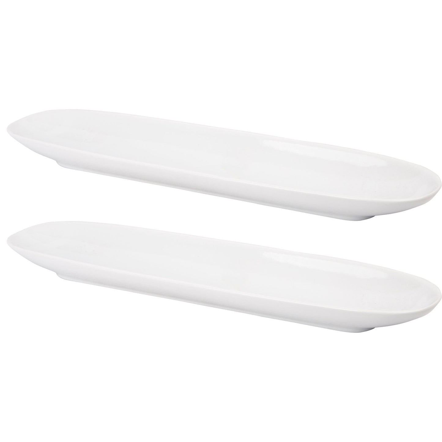 Set of 2 18" White Porcelain Oval Tray