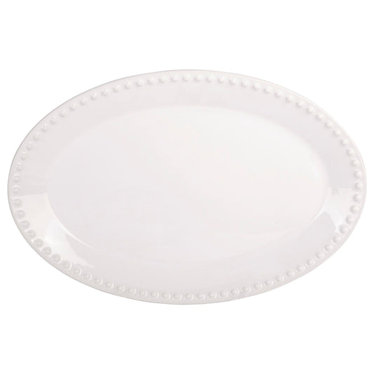 Pure White 14" Oval Beaded Platter