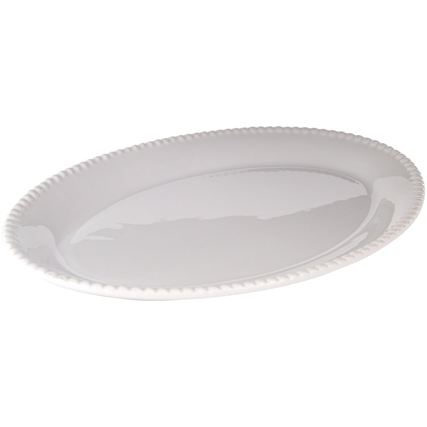 Pure White 16"x11" Bead Oval Platter