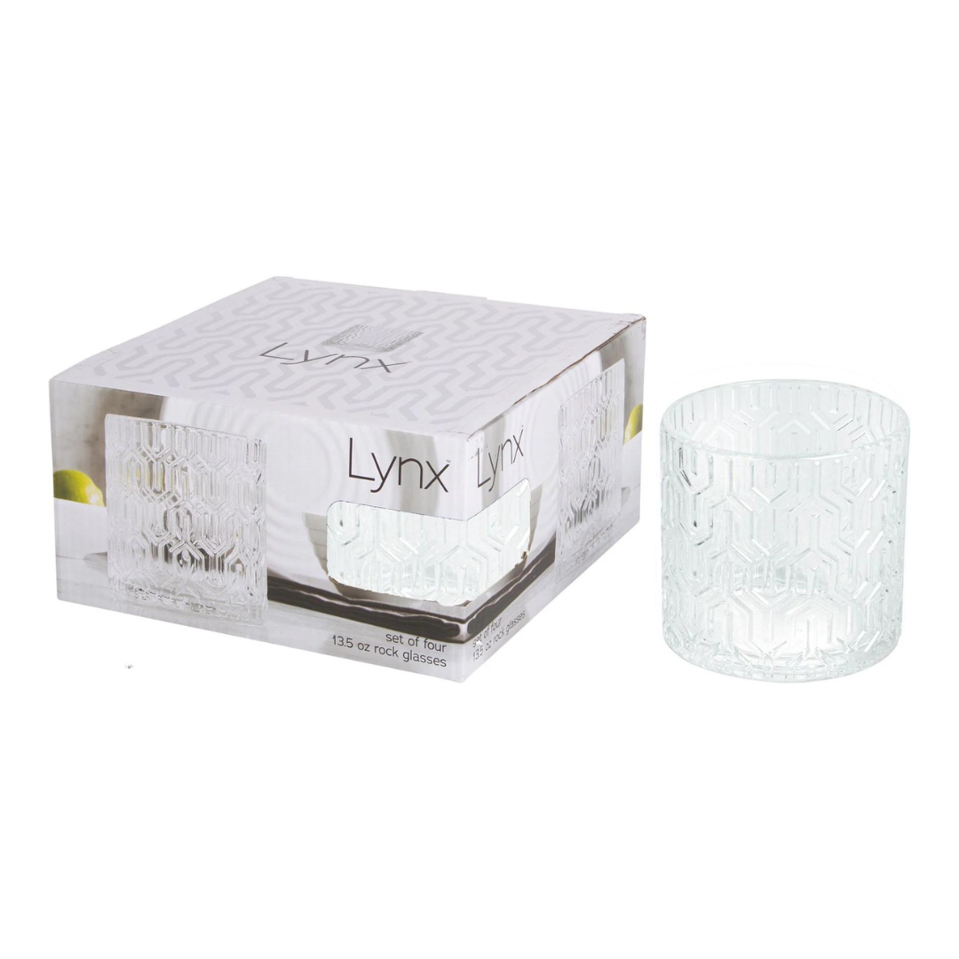 Lynx Set Of 4 Clear DOF Glasses 13 Oz