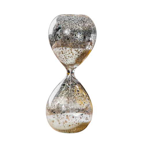 8 Inch Silver Mercury Hourglass White Sand Timer