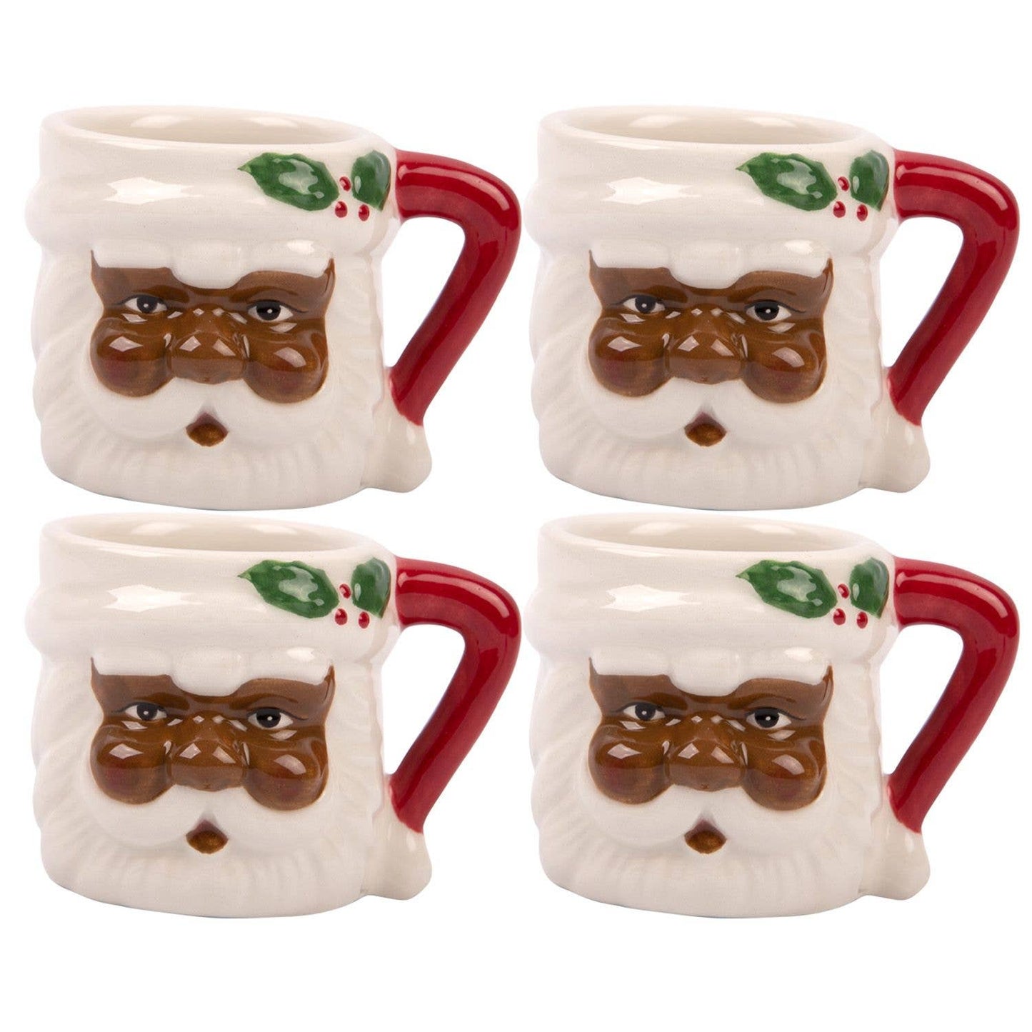 S/4 3D BLK SANTA ESPRESSO CUPS