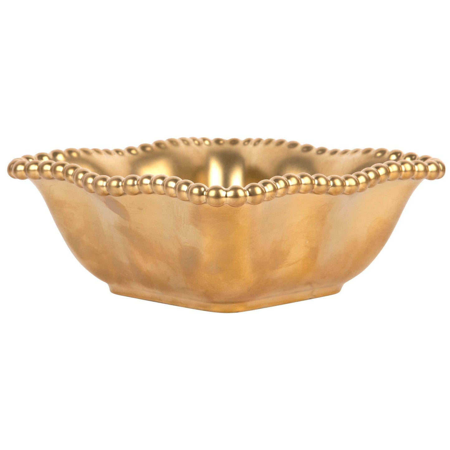 6" MAT GOLD SQR BEAD EDGE BOWL