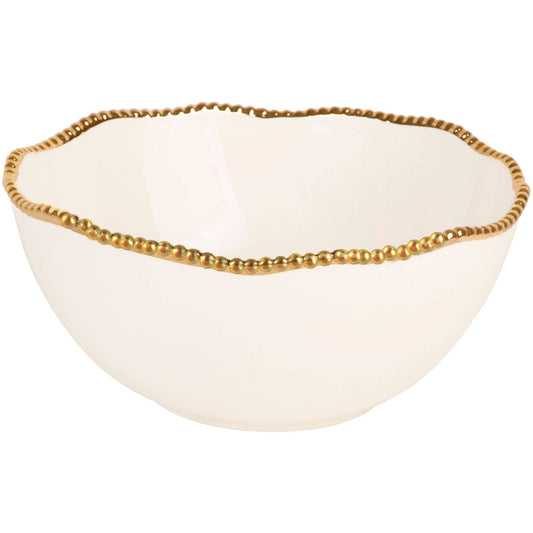 10" WHT/GOLD BEAD SERVE BOWL