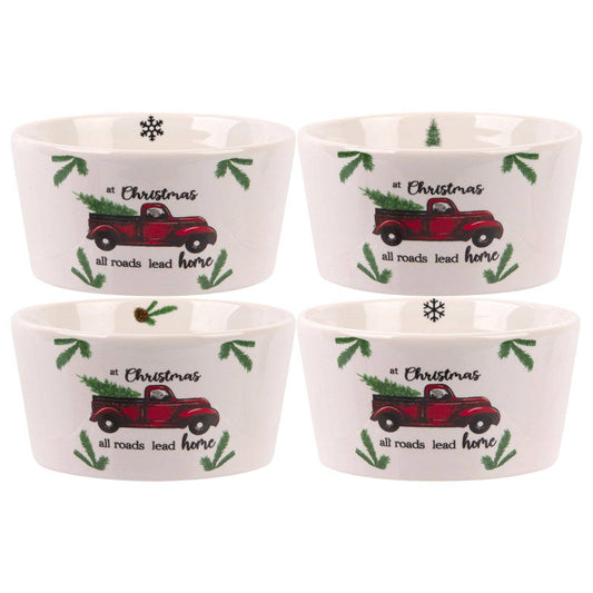 S/4 60OZ RED XMAS TRCK RAMEKIN