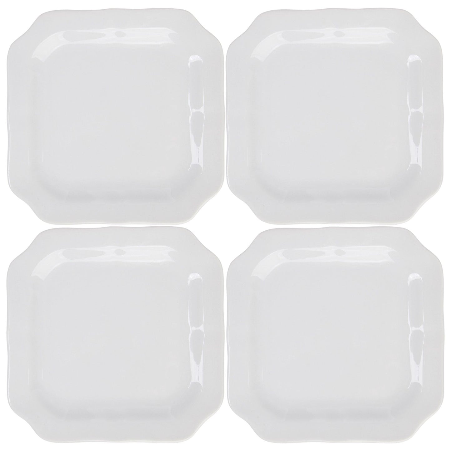 Set of 4 6.5" White Square Cut Corner Plates