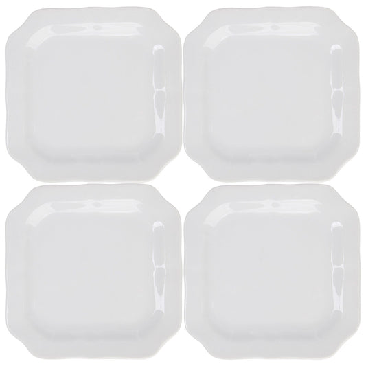 Set of 4 6.5" White Square Cut Corner Plates