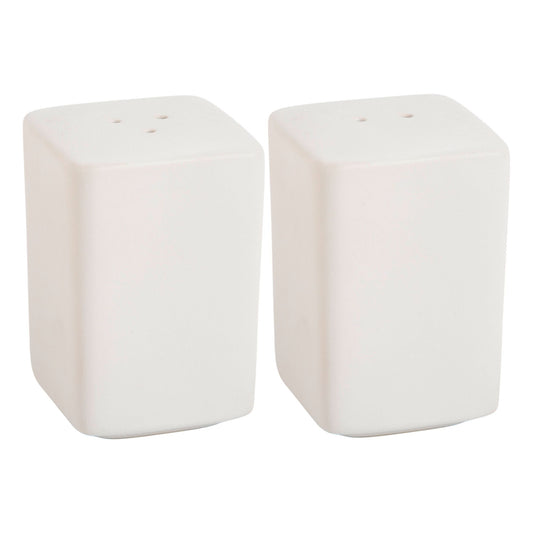 Set of 2 3" White Matte Square Salt & Pepper