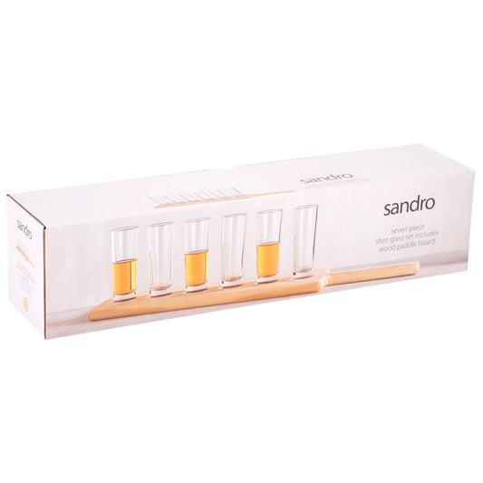 SANDRO 7-Piece Shot Glass Set with Wood