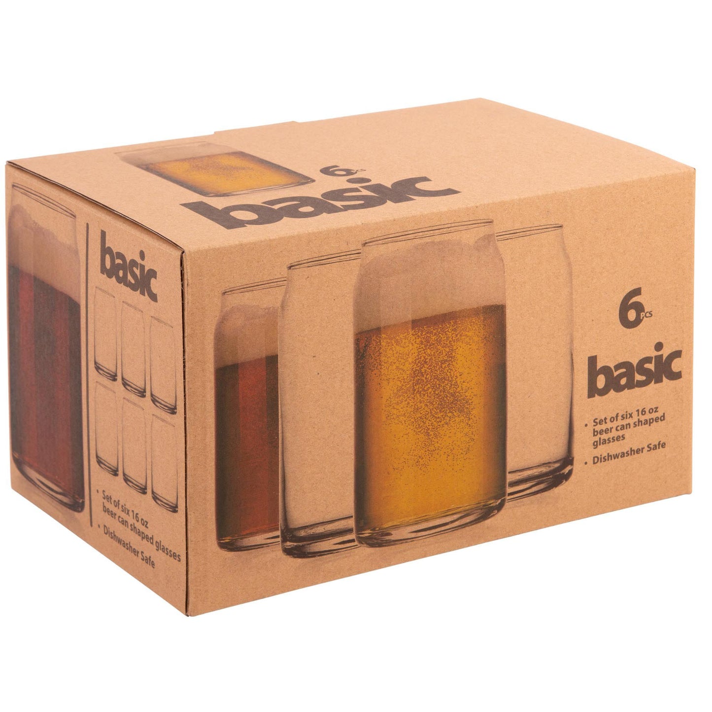 BASIC Set of 6 16oz Beer Can Glass