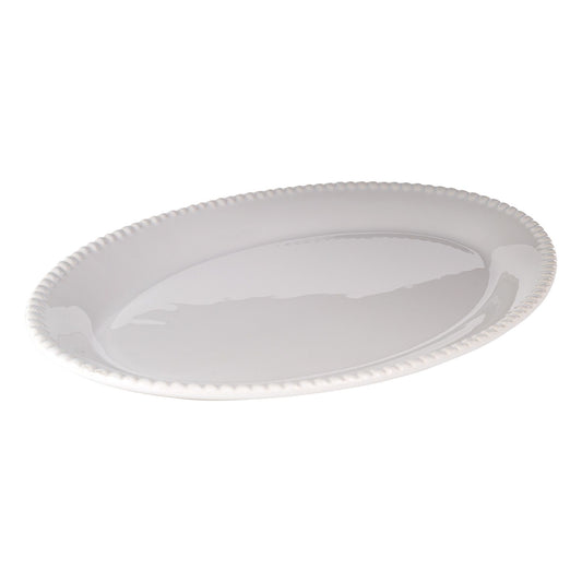 Pure White 14.5"x9" Bead Oval Platter