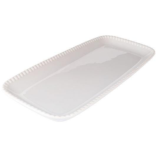 Pure White 17"x8" Bead Rectangular Platter