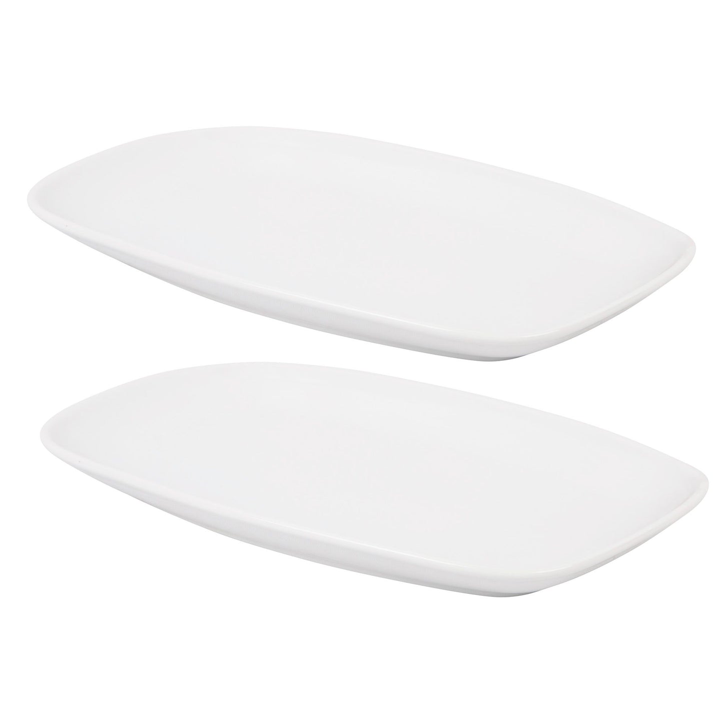 Set of 2 12" White Porcelain Soft Rectangular Tray