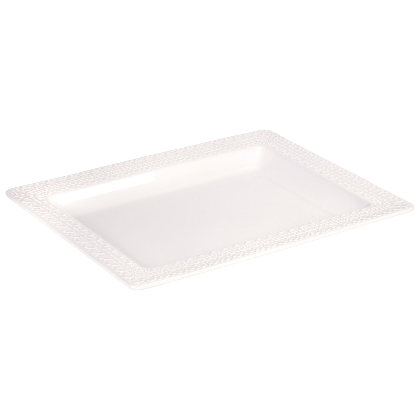 Pure White 15" Deep Rectangular Lace Platter