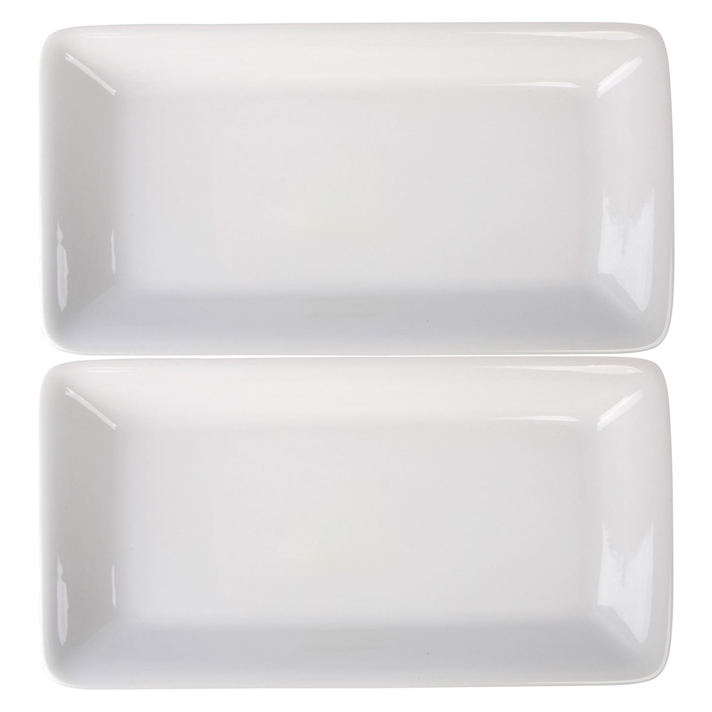 Set of 2 13" White Porcelain Deep Rectangular Trays